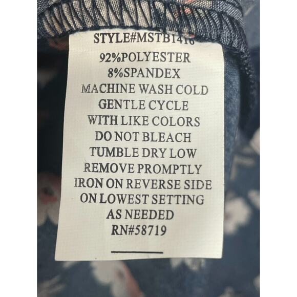 NY Collection Womens Floral Print Button-Up Blouse Roll Tab Sleeve Size S - Picture 7 of 9